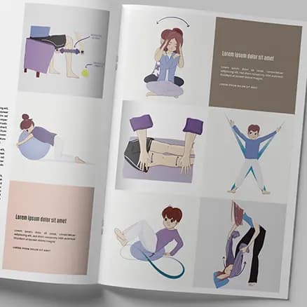 Illustrations livret didactique de Kinésiologie Photo d'une femme lisant un livret didactique d'ancrage de Kinésiologie